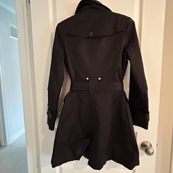 Modern Black Trench Coat – Sz S - Picture 2 of 7